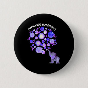 Badge Rond 5 Cm L'éléphant Bombarde violet Surdose Aware
