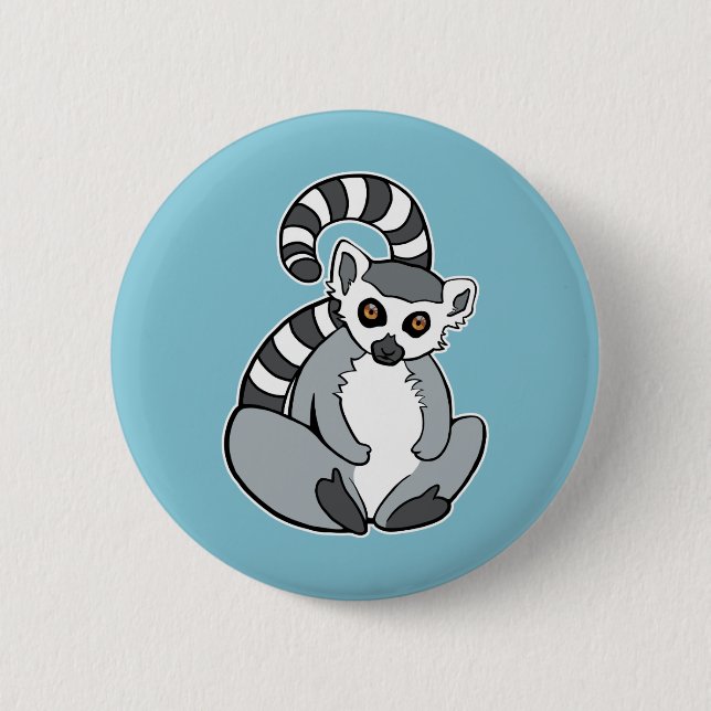 Badge Rond 5 Cm Lémur Anneau-Coupé la queue par bande dessinée (Devant)