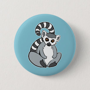 Badge Rond 5 Cm Lémur Anneau-Coupé la queue par bande dessinée