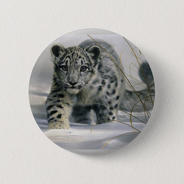 Badge Rond 5 Cm Léopard de neige (Devant)