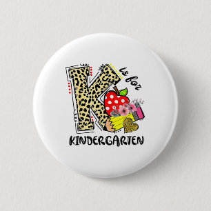 Badge Rond 5 Cm Léopard K est pour l'élève de maternelle Enseignan