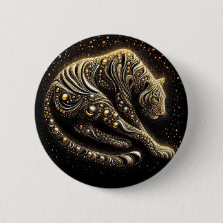 Badge Rond 5 Cm Léopard noir et or