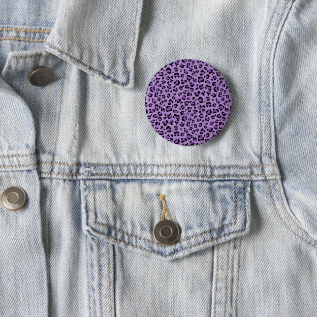 Badge Rond 5 Cm Leopard Print, Léopard Spots, Purple Leopard (En situation)