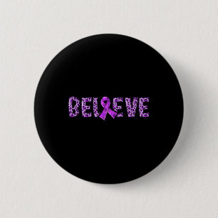 Badge Rond 5 Cm Léopard - Ruban Violet Soutien Croire 