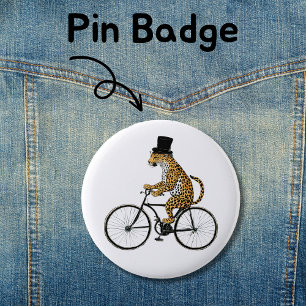 Badge Rond 5 Cm Leopard sur une épingle à vélo Big Cat sur un vélo