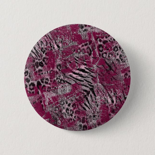 Badge Rond 5 Cm Léopard tigre gris marron moucheté (Devant)