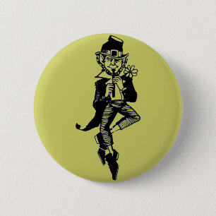 Badge Rond 5 Cm Leprechaun avec Flûte