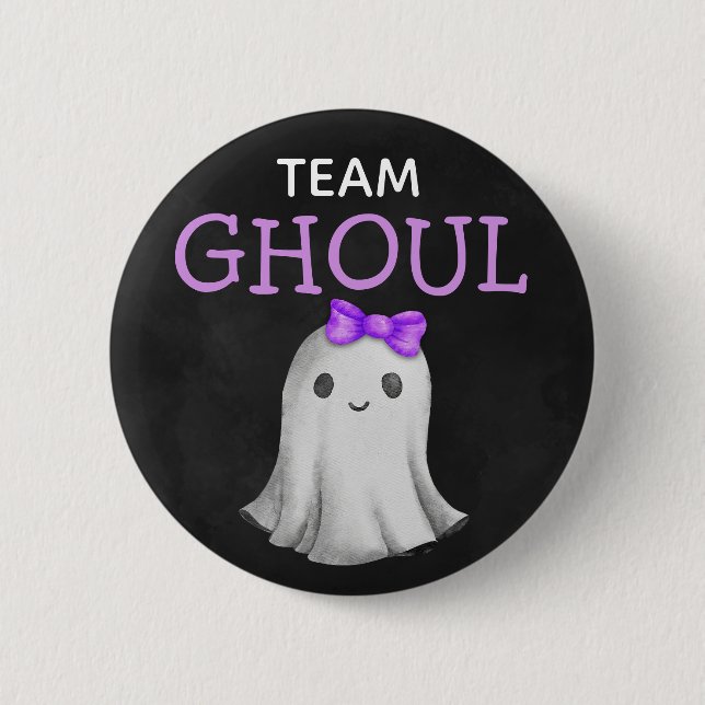 Badge Rond 5 Cm L'équipe Ghoul Halloween révèle le genre (Devant)