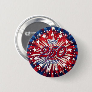 Badge Rond 5 Cm Les 250 ans d'Amérique 1776-2026 Feux d'artifice R