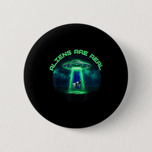 Badge Rond 5 Cm Les aliens sont réels ufo vache enlèvement mème ir