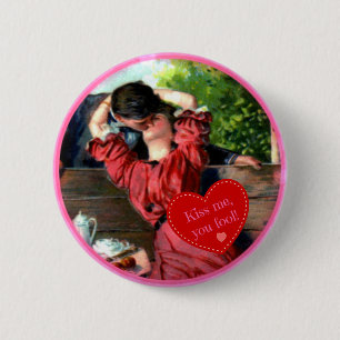 Badge Rond 5 Cm Les amateurs passionnés Kiss Vintage Vanlentine Bu