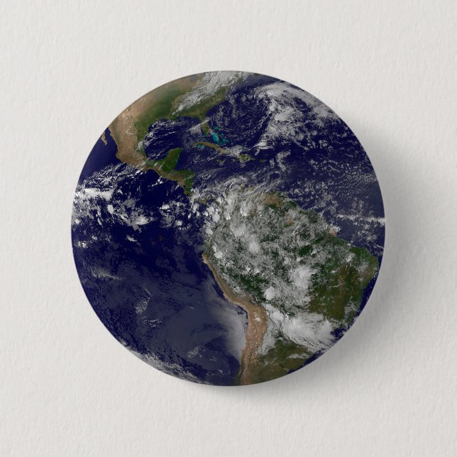 Badge Rond 5 Cm Les Amériques Au Jour des terres. (Devant)
