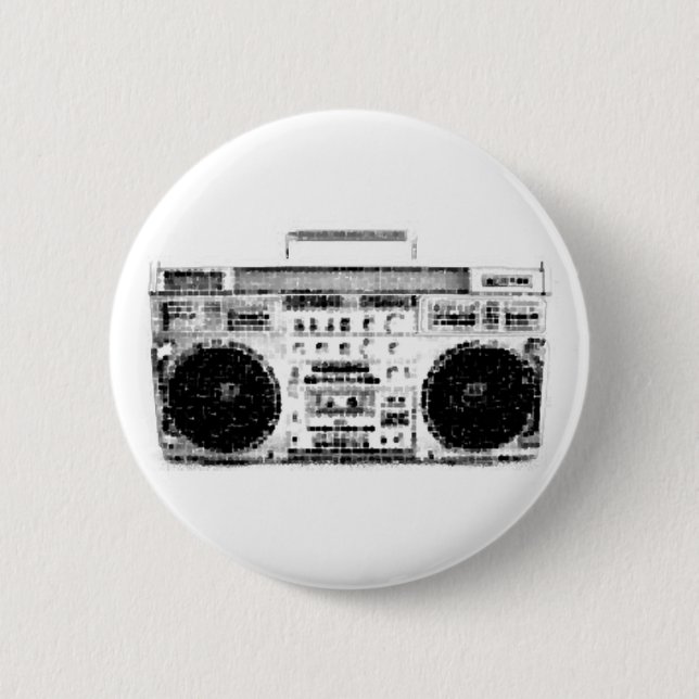 Badge Rond 5 Cm les années 1980 Boombox (Devant)
