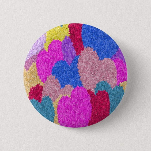 Badge Rond 5 Cm Les Coeurs Fragmentés Peinture Abstraite (Devant)