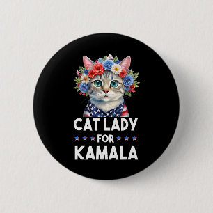 Badge Rond 5 Cm Les Dames Pour Kamala Drôle Chat 2024 Président Ka
