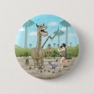 Badge Rond 5 Cm Les dinosaures rencontrent l'âge de pierre