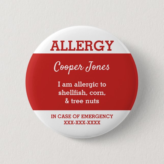Badge Rond 5 Cm Les enfants ont personnalisé l'allergie que je (Devant)