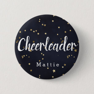 Badge Rond 5 Cm Les étoiles bleues et dorées de la marine Pom-po