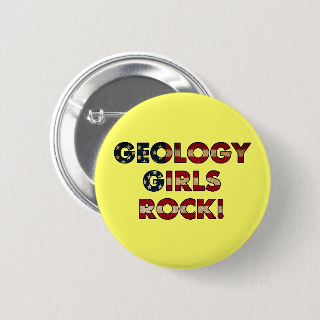 Badge Rond 5 Cm Les filles de la géologie roulent ! (Drapeau améri (Devant & derrière)