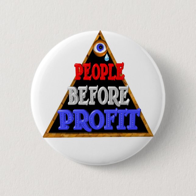 Badge Rond 5 Cm Les gens avant des bénéfices occupent la (Devant)