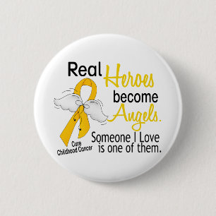 Badge Rond 5 Cm Les héros deviennent Cancer d'enfance d'anges