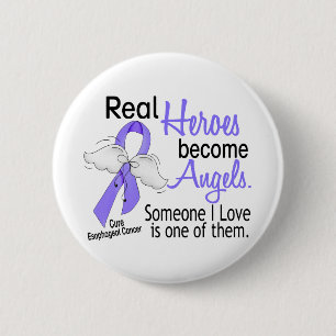 Badge Rond 5 Cm Les héros deviennent Cancer oesophagien d'anges