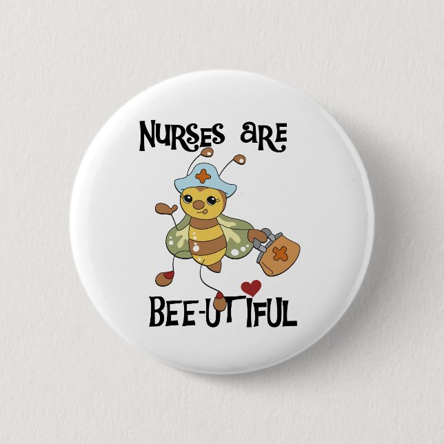 Badge Rond 5 Cm Les infirmières sont bourdon d'Abeille-utiful (Devant)