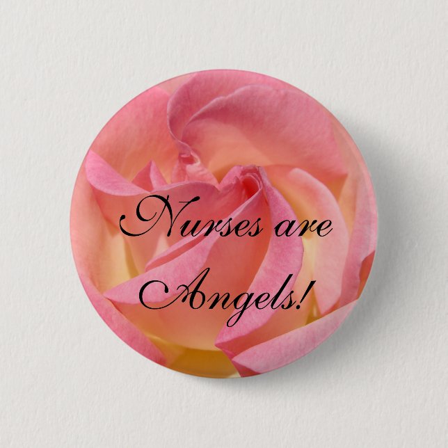Badge Rond 5 Cm Les infirmières sont des anges ! boutons soignant (Devant)