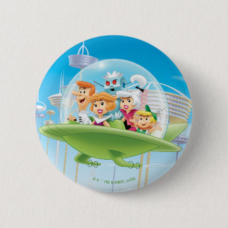 Badge Rond 5 Cm Les Jetsons | La Voiture Volante Familiale