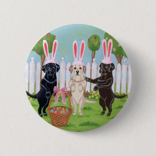 Badge Rond 5 Cm Les lapins de Pâques du Labrador! !
