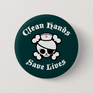 Badge Rond 5 Cm Les mains propres sauvent les vies