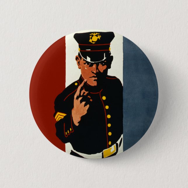 Badge Rond 5 Cm Les marines des USA vous veulent (Devant)