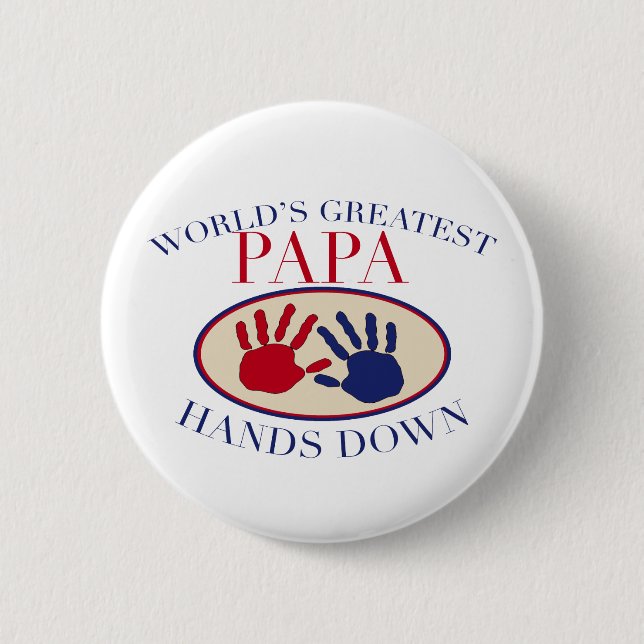 Badge Rond 5 Cm Les meilleures mains de papa vers le bas (Devant)
