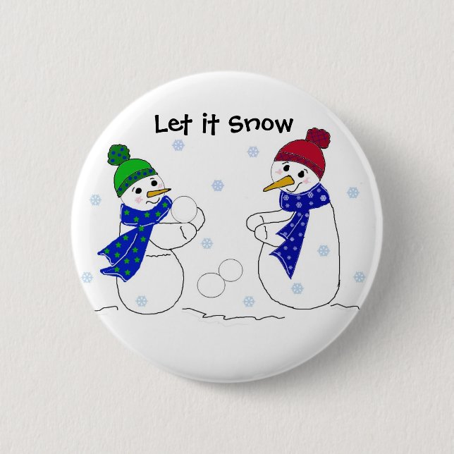 Badge Rond 5 Cm Les neigeurs jouent dans la neige (Devant)