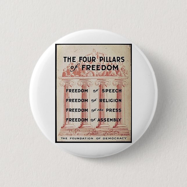 Badge Rond 5 Cm Les quatre piliers de la liberté (Devant)