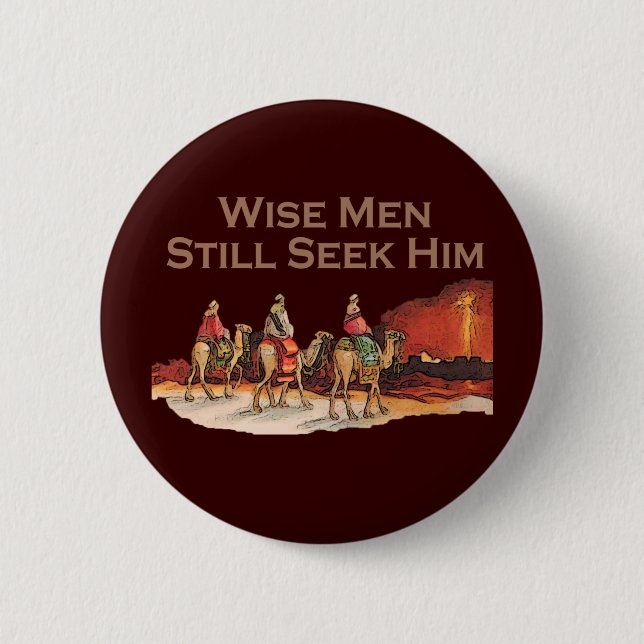 Badge Rond 5 Cm Les sages le cherchent toujours, Noël (Devant)