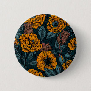 Badge Rond 5 Cm Les souris font la fête en orange et bleu