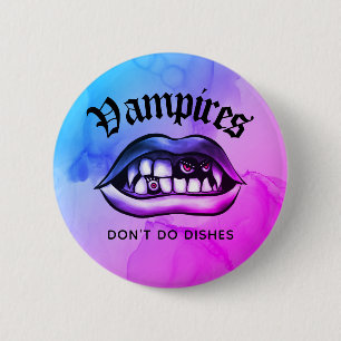 Badge Rond 5 Cm Les vampires ne font pas de plats drôles Vaporwave