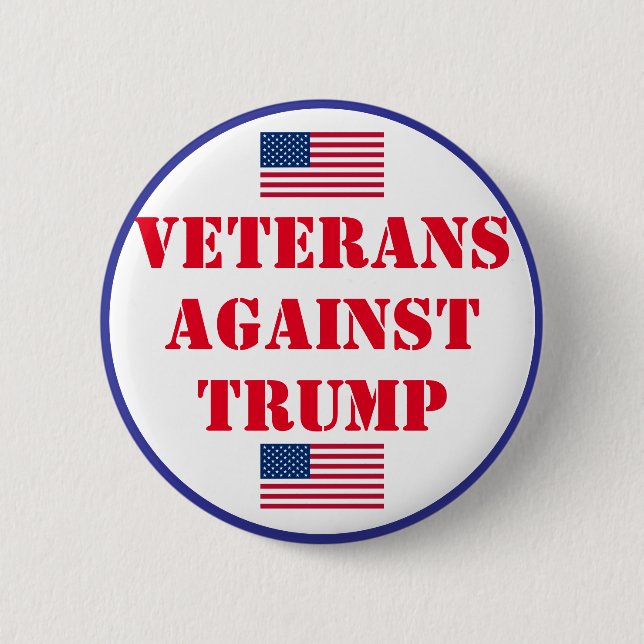Badge Rond 5 Cm Les vétérans contre Trump (Devant)