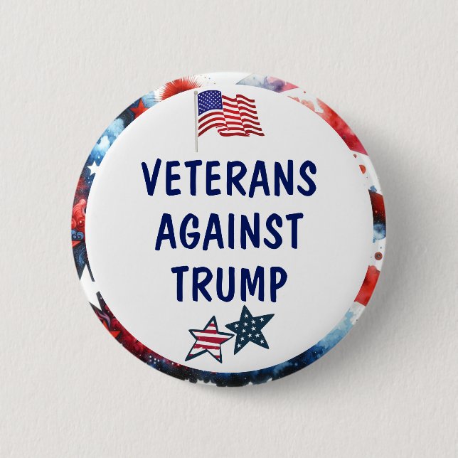 Badge Rond 5 Cm Les vétérans contre Trump | Anti Trump (Devant)
