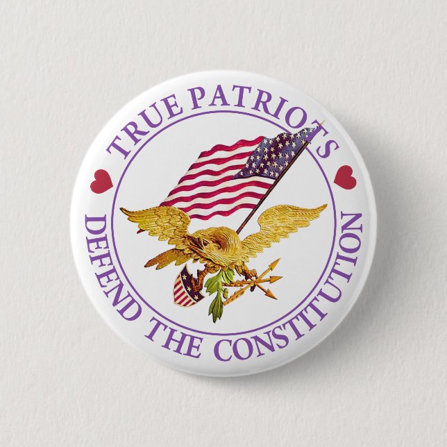 BADGE ROND 5 CM LES VRAIS PATRIOTES DÉFENDENT LA CONSTITUTION (Devant)
