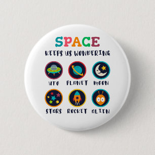 Badge Rond 5 Cm L'espace nous fait nous poser des questions