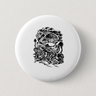 Badge Rond 5 Cm l'esthétique Cottagecore Grenouille Champignon Art