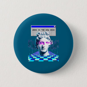 Badge Rond 5 Cm L'esthétique de la statue de glitch Vaporwave 2016