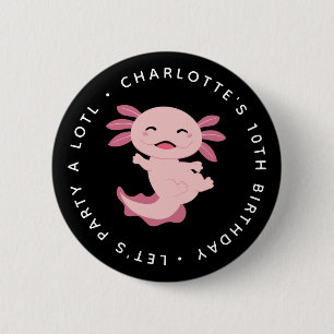 Badge Rond 5 Cm Let's Party A Lotl • Axolotl Birthday Party 
