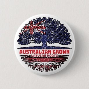 Badge Rond 5 Cm Lettonie Australienne Lettonie Racines d'arbres