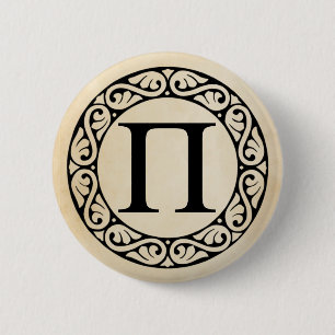 Badge Rond 5 Cm LETTRE AlphabET Grec PI