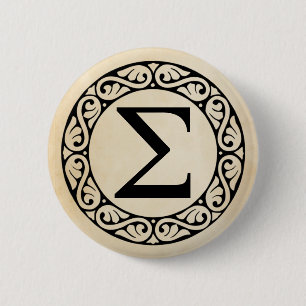 Badge Rond 5 Cm LETTRE Alphabet Grec Sigma