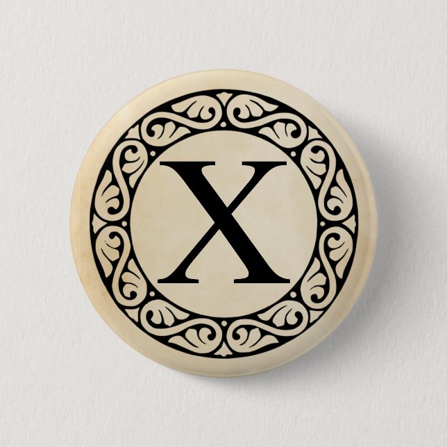 Badge Rond 5 Cm LETTRE AlphabET GRECQUE CHI (Devant)