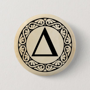 Badge Rond 5 Cm LETTRE AlphabET GRECQUE Delta